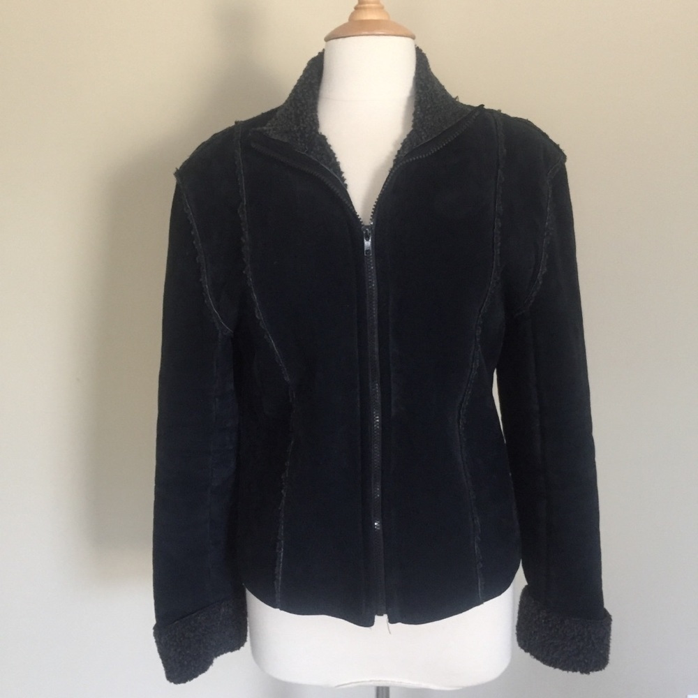 Mac Sheep Lined Leather Jacket Sz Medium Black